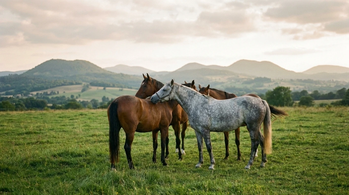 Les chevaux du Elevage du Paugnazet en liberté, Puy-de-Dôme